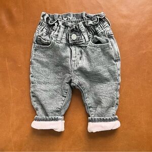 GAP Baby Girls Fleece Lined Mom Jeans, 12-18mo